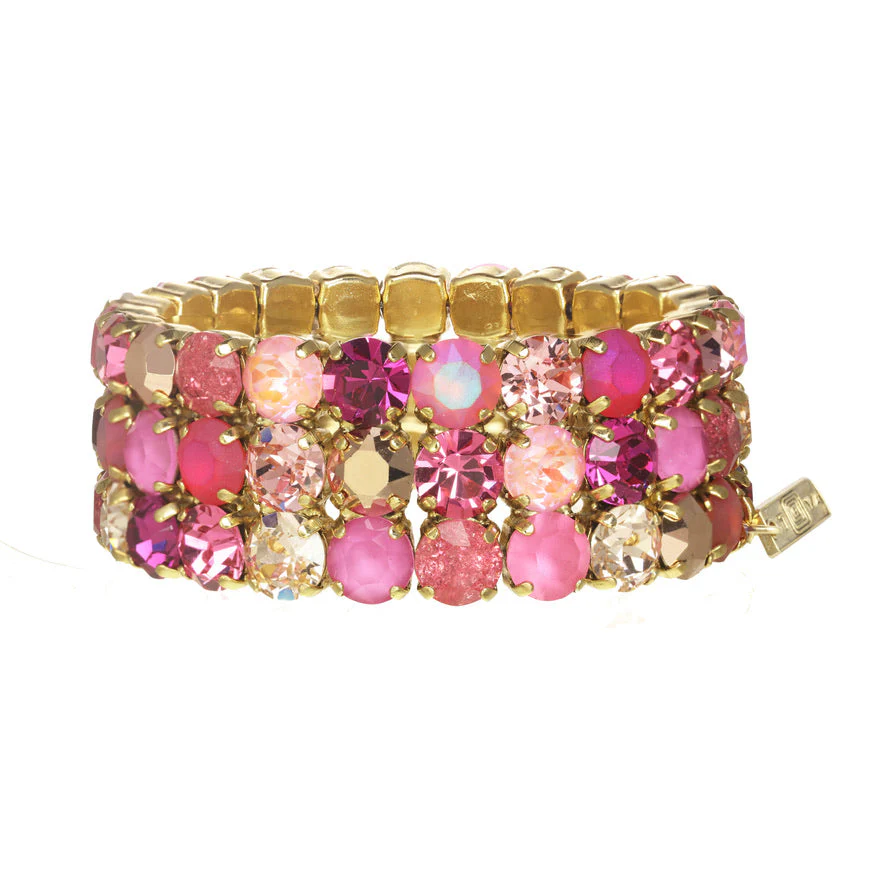 Olivia 3 Strand Pink Stretch Bracelet - Image 3